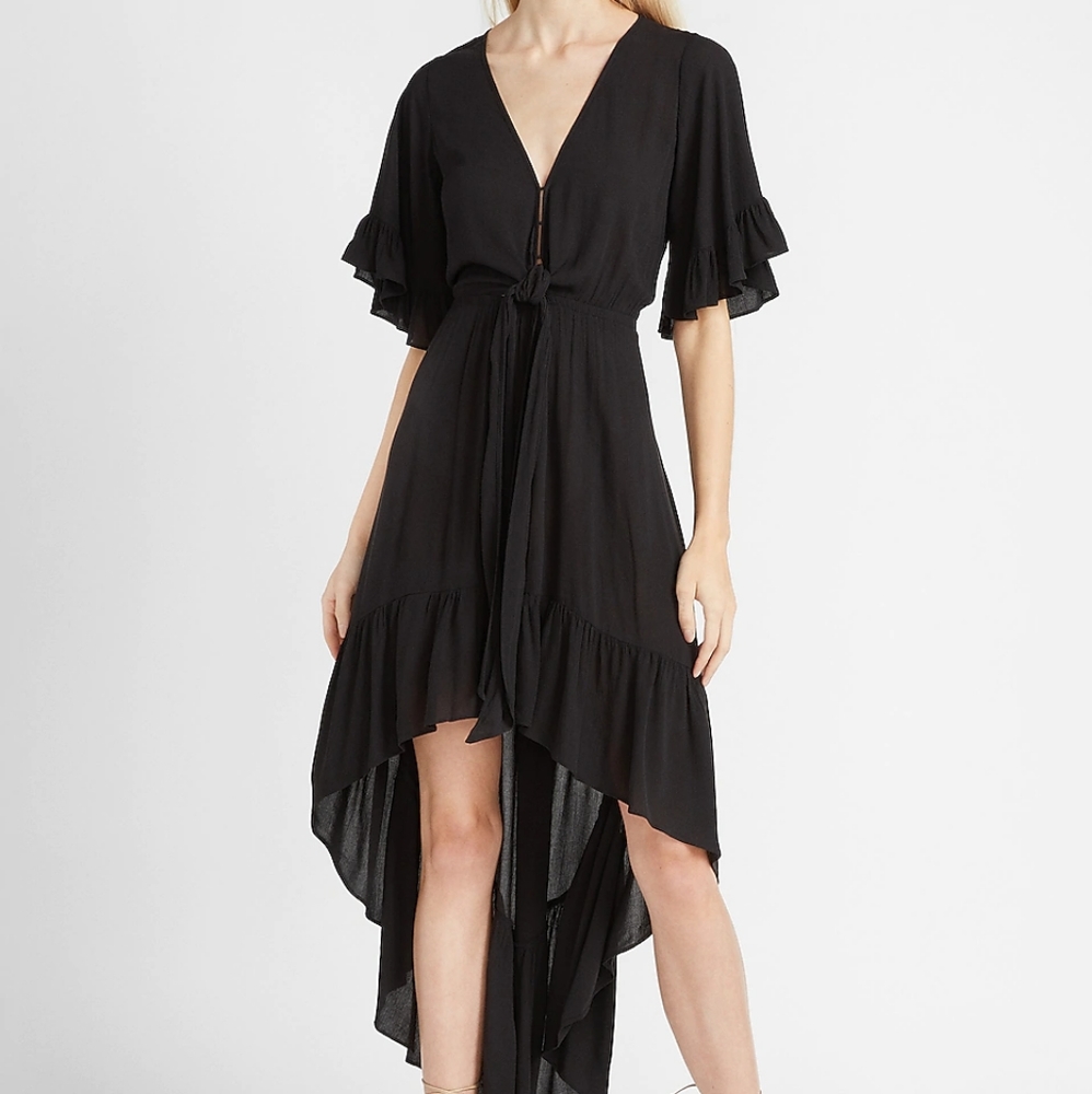Express Flutter sleeve high low maxi